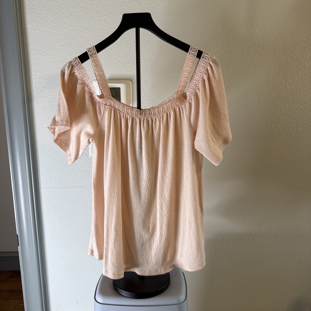 Cable & Gauge Womens Square Neck Short Sleeve Tunic Blouse Size Small